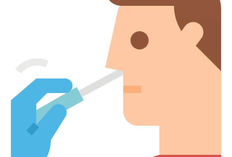 Bilde av person som blir testa for covid i nasa